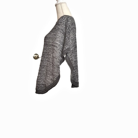 Black and Gray Knit Shrug with Relaxed Fit and Boat Neck - Picture 2 of 4